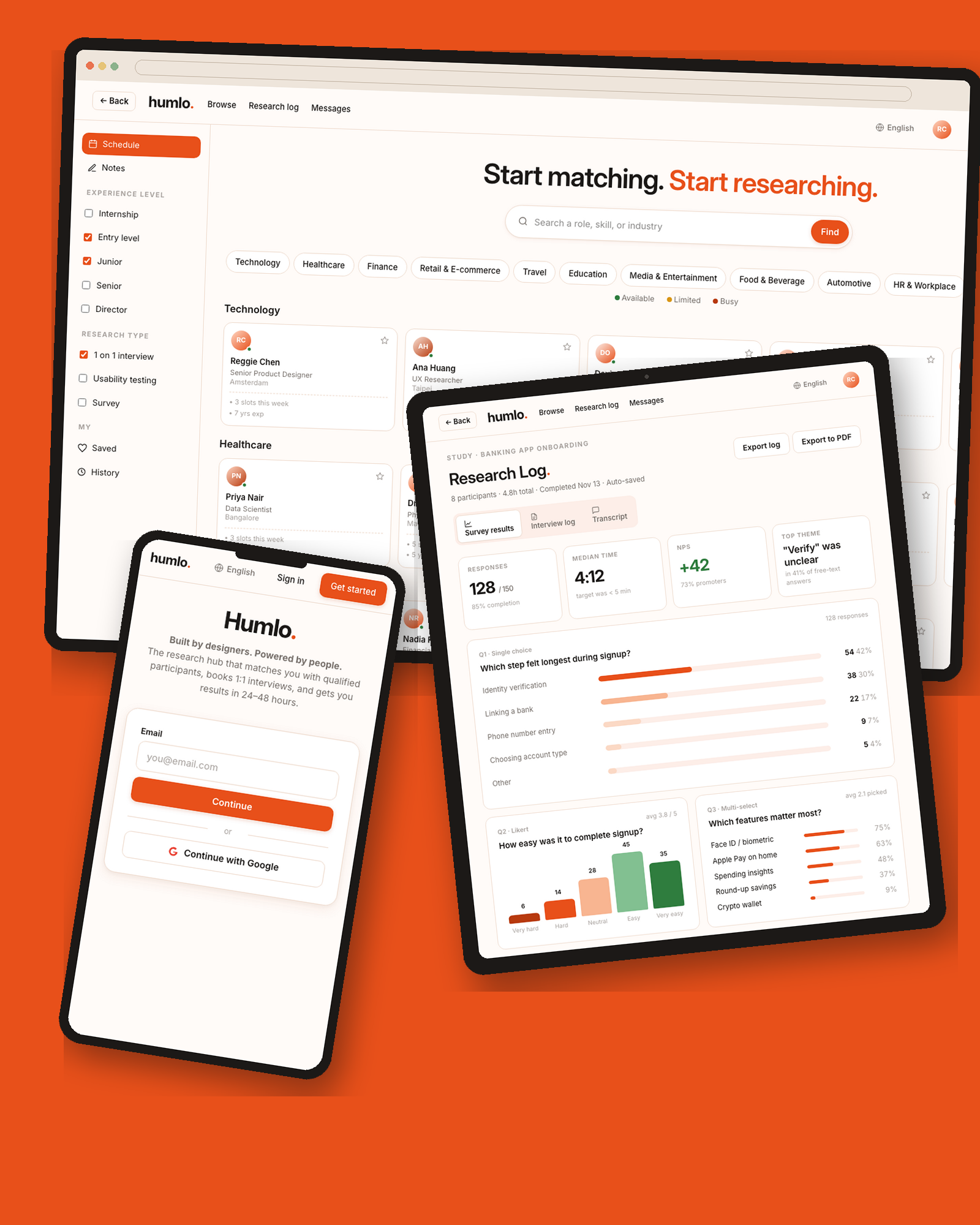 Humlo app mockup